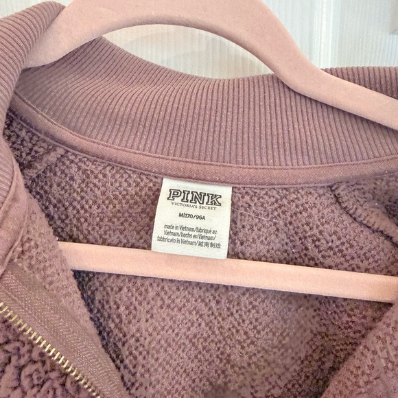 PINK Cozy Sherpa Half-Zip Pullover in Mauve - Picture 3 of 3
